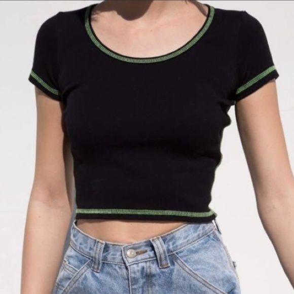 Brandy Melville Crop Top with Green Seams - Picture 1 of 4